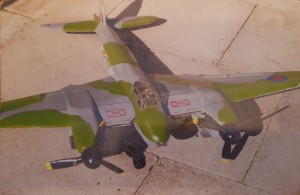Model of a WW II Mosquito aeroplane.